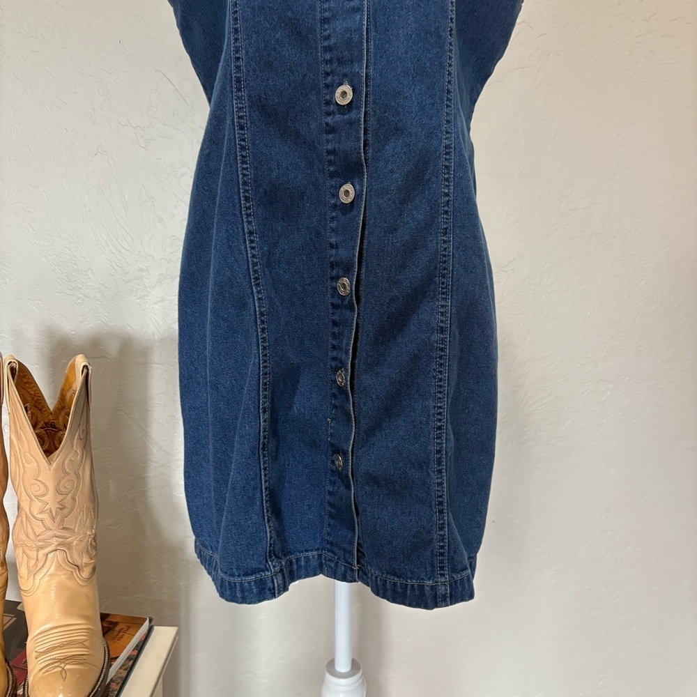 Vintage Denim Button Front  J.L. Sport NY Sleeveless Dress 100% Cotton  Size 8 - Picture 8 of 16